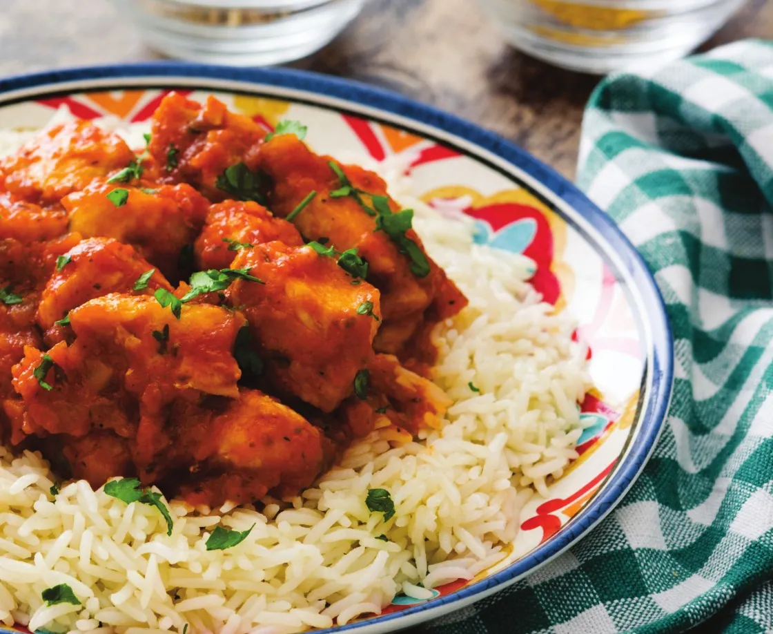 Chicken tikka masala on pilau rice